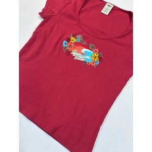 Y2K Vintage Laguna Beach Graphic Baby Tee TShirt Red Short Sleeve Women's Size S
